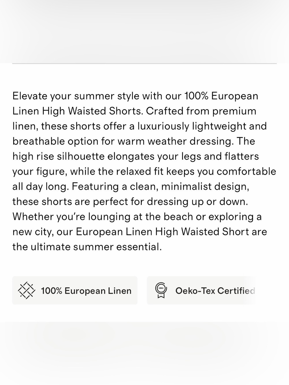 Quince 100% European Linen High Waisted Short White S 5” inseam - Picture 4 of 4
